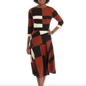 Gabby Skye - Rust, black & ivory dress NEW